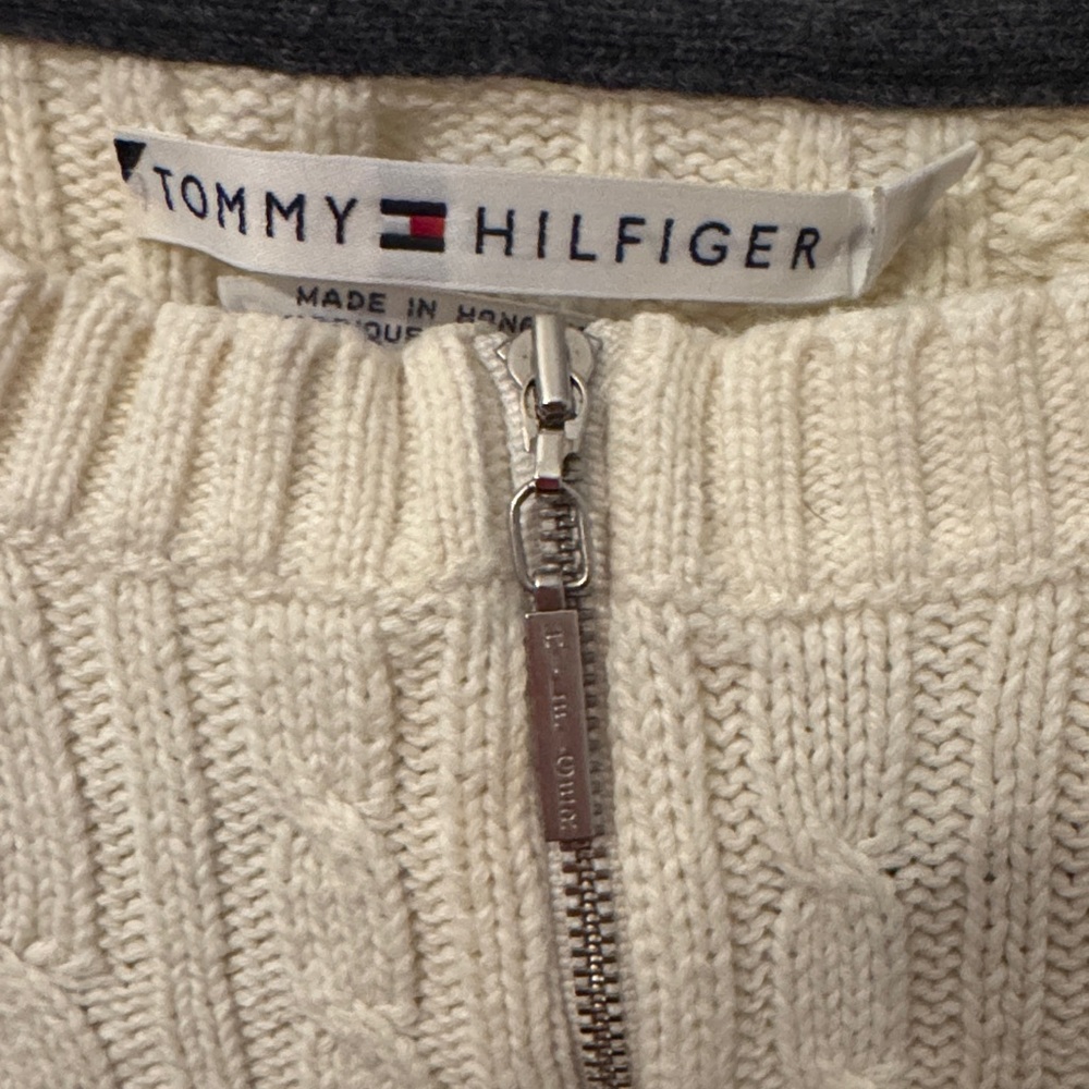 Tommy Hilfiger Women's Ivory Cable Knit Cardigan - Picture 2 of 3
